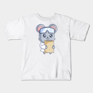 Cute mouse scientist with clipboard cartoon Kids T-Shirt